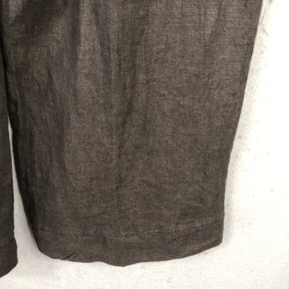 Made In Italy Pants Womens 12 Brown 100% Linen Crop Wide Leg Lagenlook Boho - Picture 12 of 16